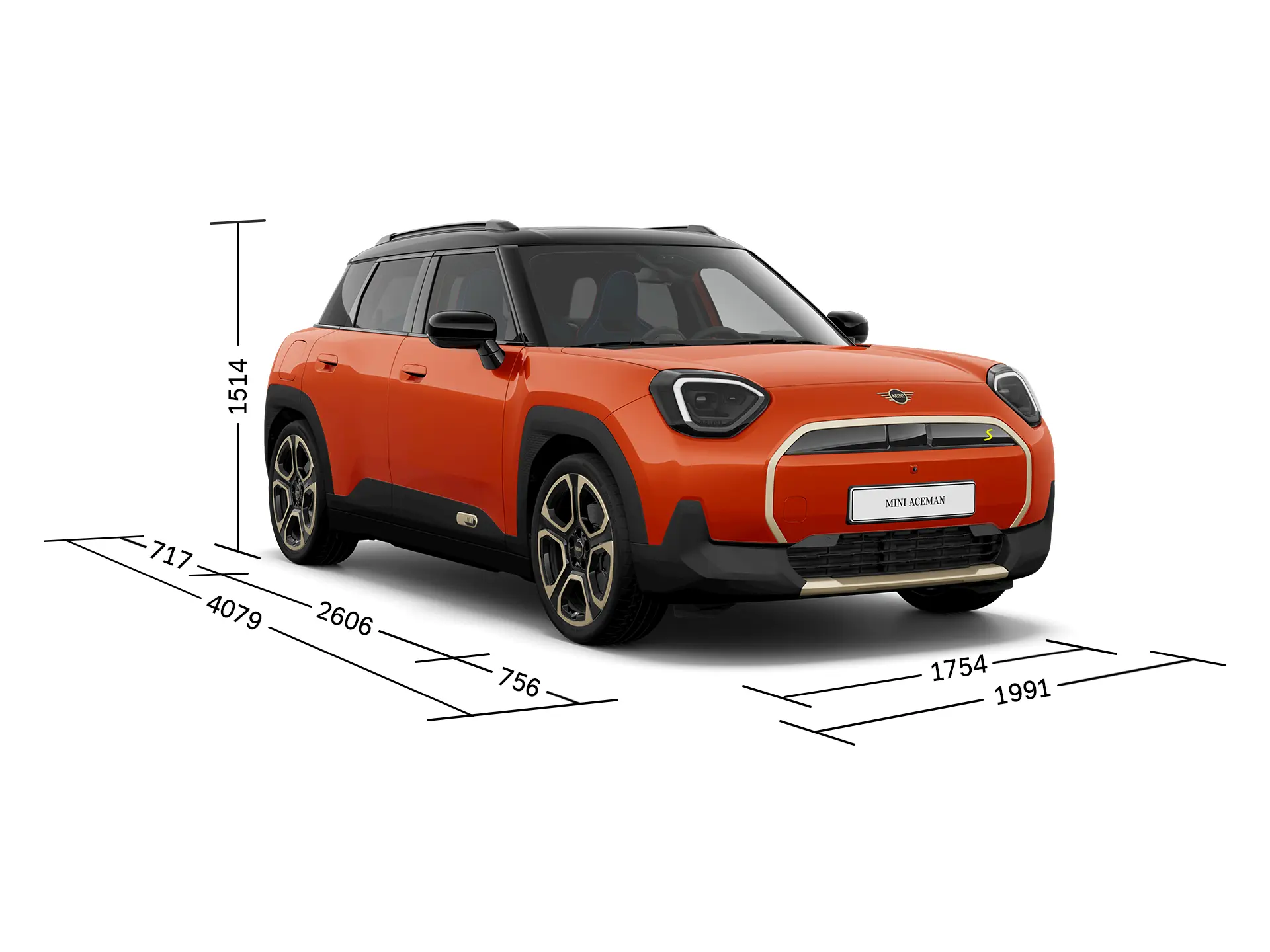 All-Electric MINI Aceman - Front View with Dimensions