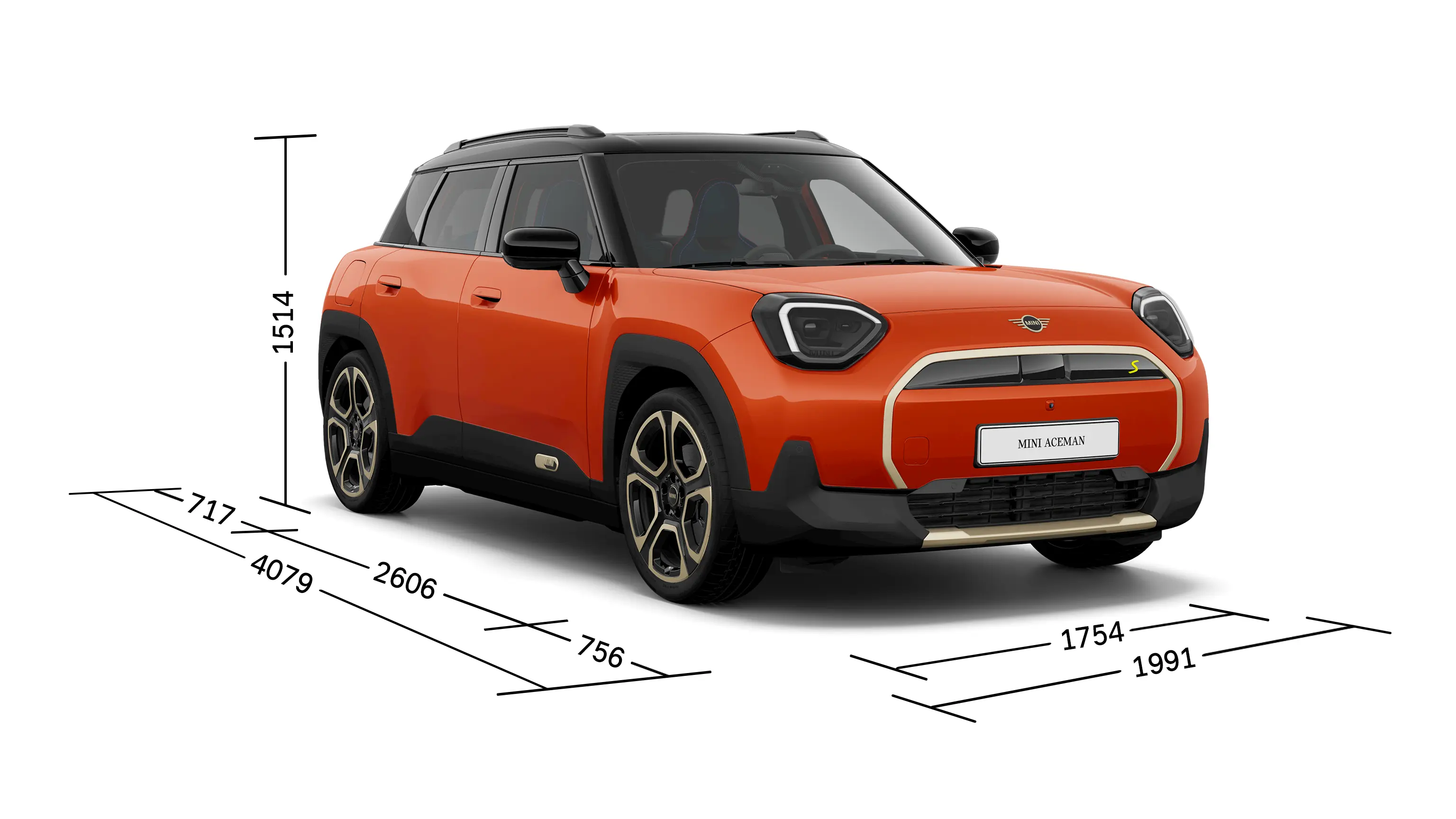 All-Electric MINI Aceman - Front View with Dimensions