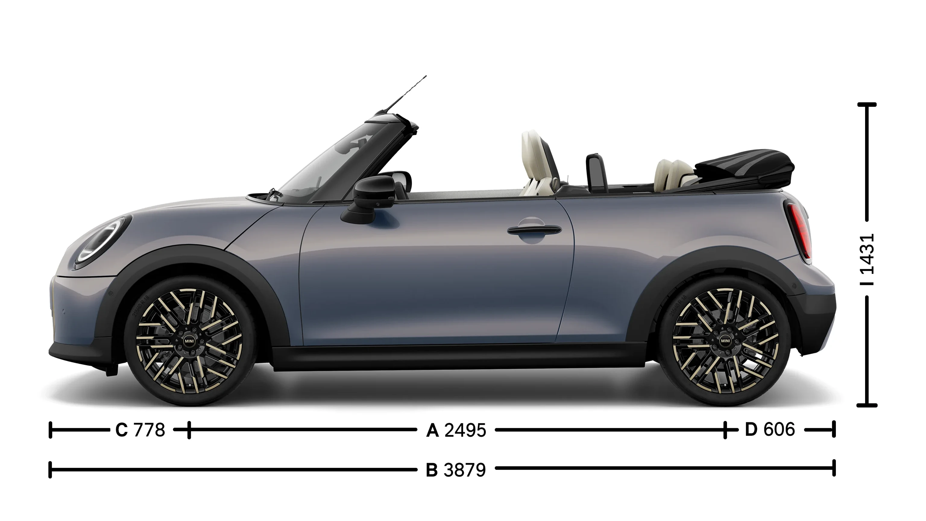 MINI Cooper Convertible - Dimensions Side