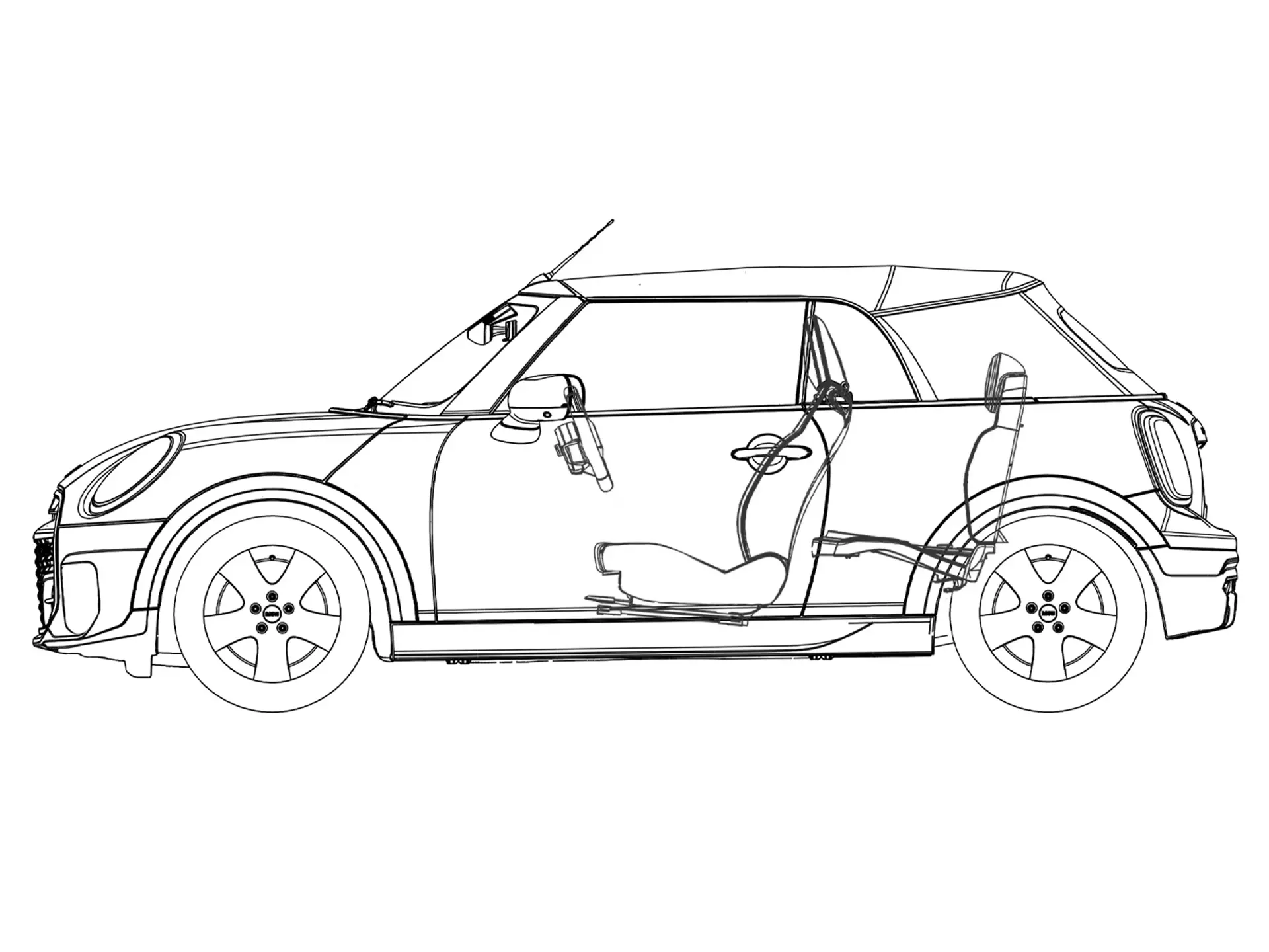 MINI Cooper Convertible - Side View sketch