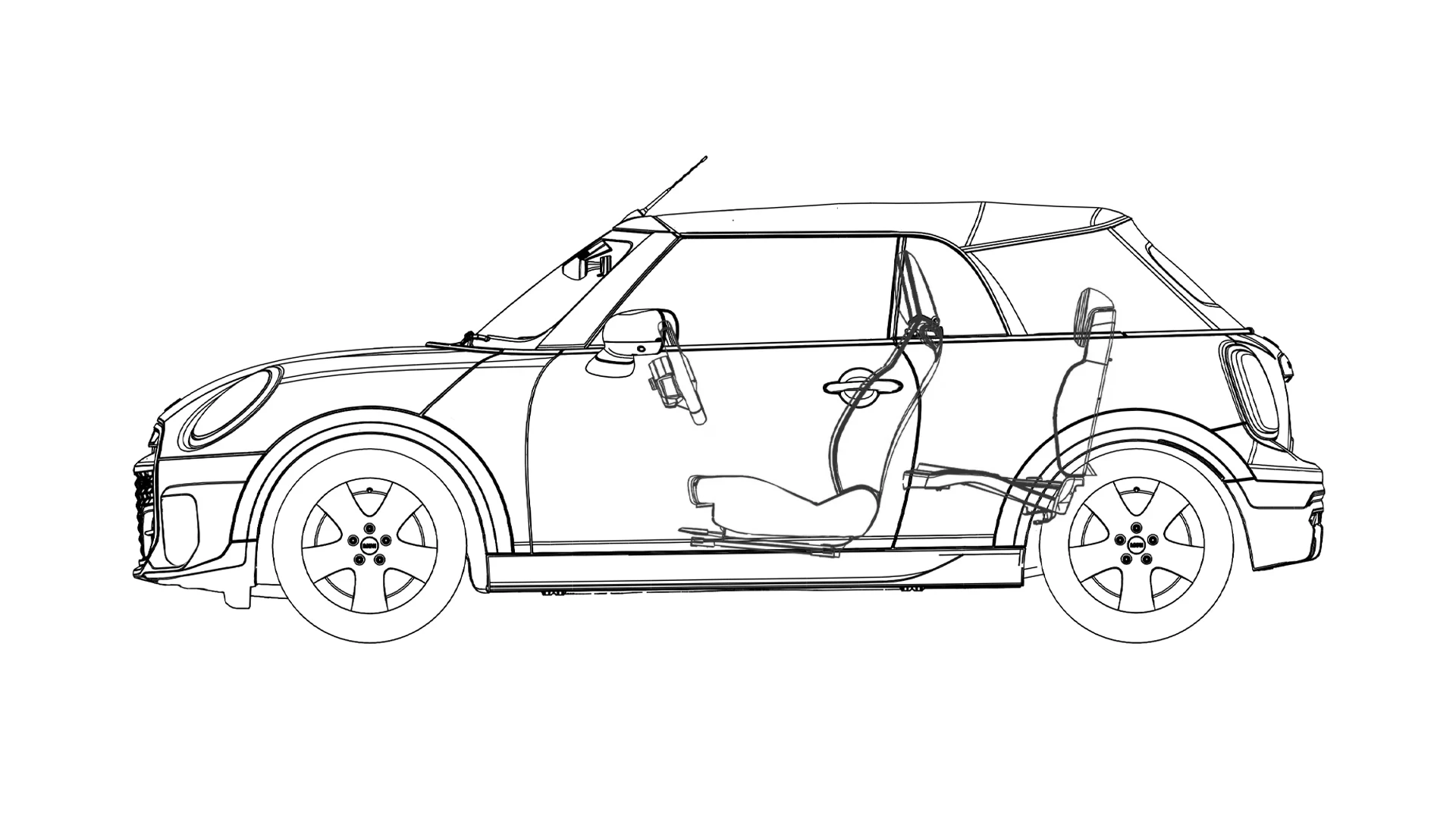 MINI Cooper Convertible - Side View sketch