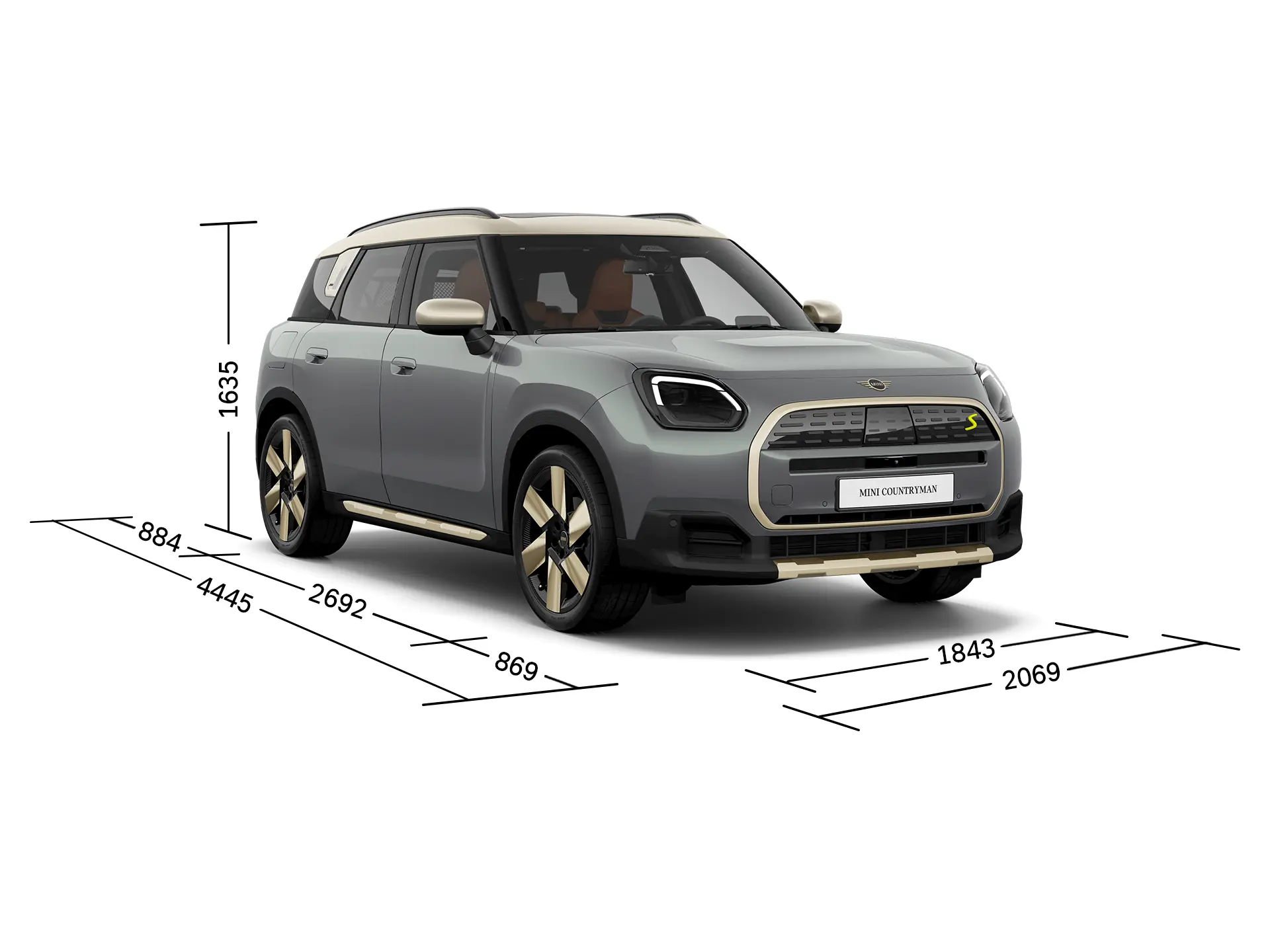 All-Electric MINI Countryman - Front View with Dimensions