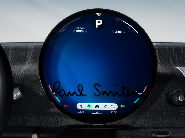 Detail view of the MINI Paul Smith Edition Dashboard and Display