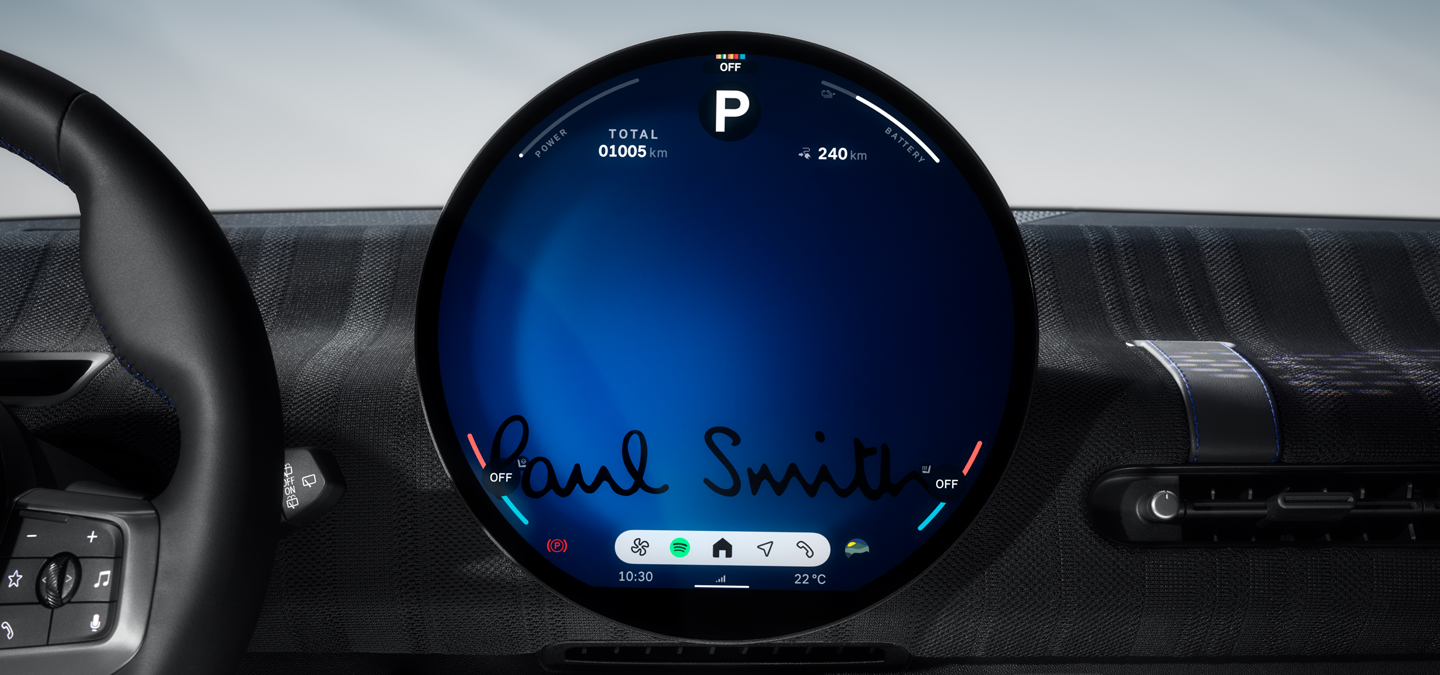 Detail view of the MINI Paul Smith Edition Dashboard and Display