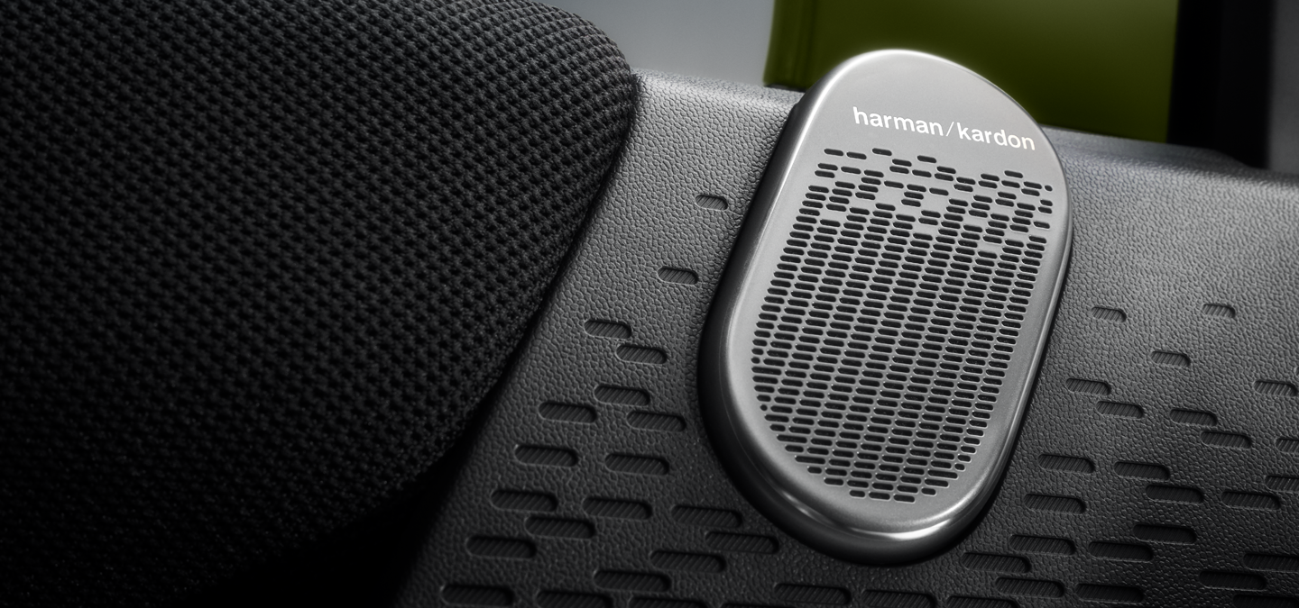 Detail view of the MINI Paul Smith Harman Kardon Sound System