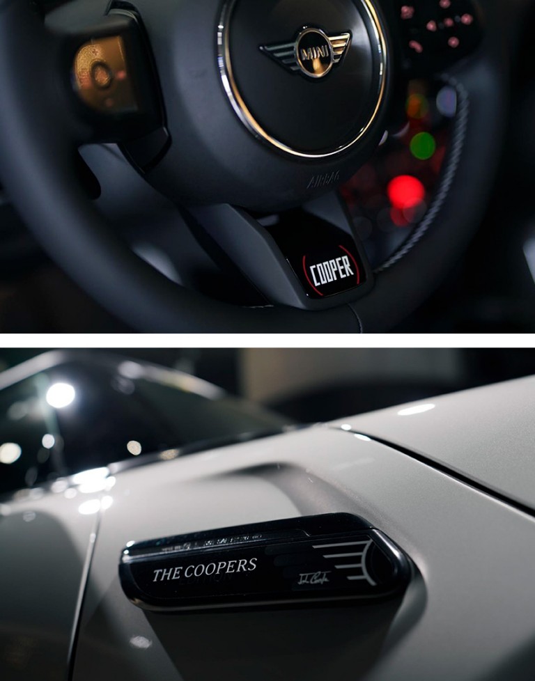 The Cooper Car wheel and headlights