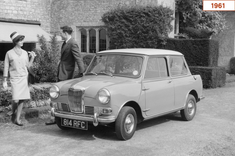 1961 – The Riley Elf. Along with the Wolseley Hornet, they were the original Mini’s top-of-the-line variants.