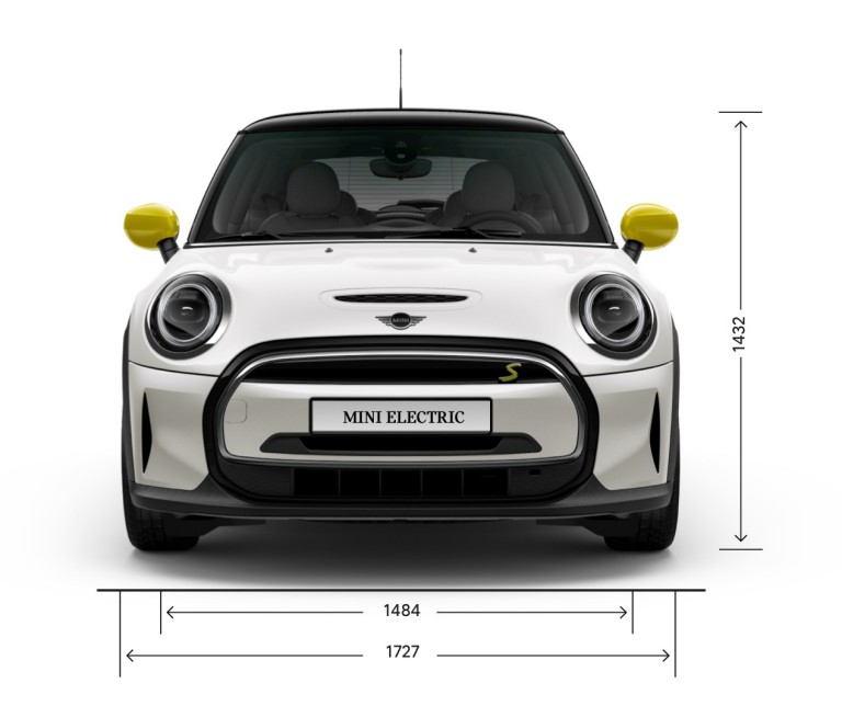 MINI 3-door Cooper SE – front view – dimensions